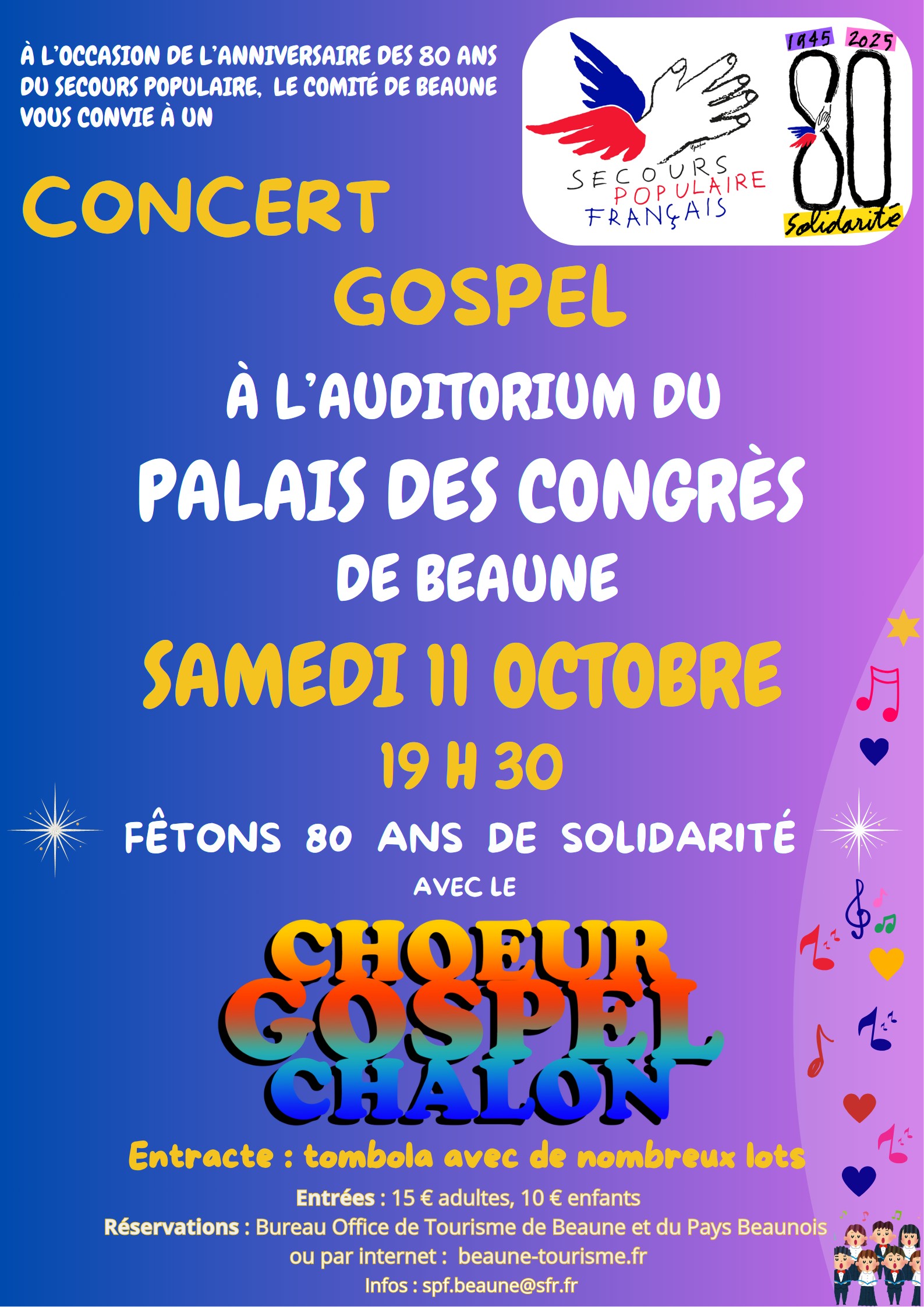 Affiche concert Gospel Secours Populaire