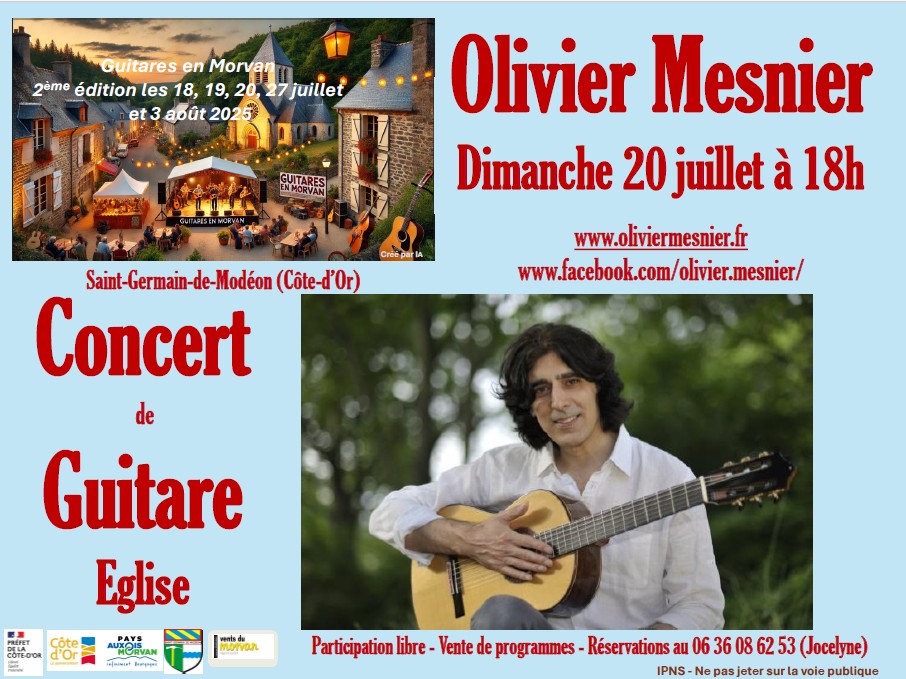 Affiche concert Olivier Mesnier du 20 juillet à 18h