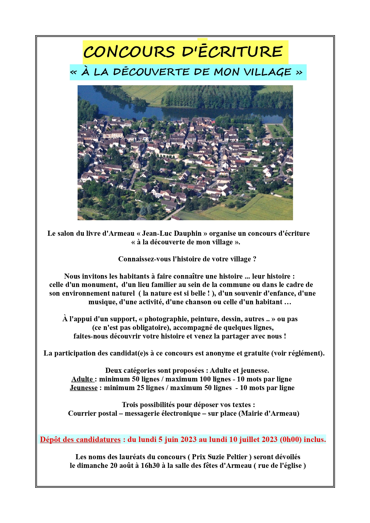 Affiche concours d'écriture