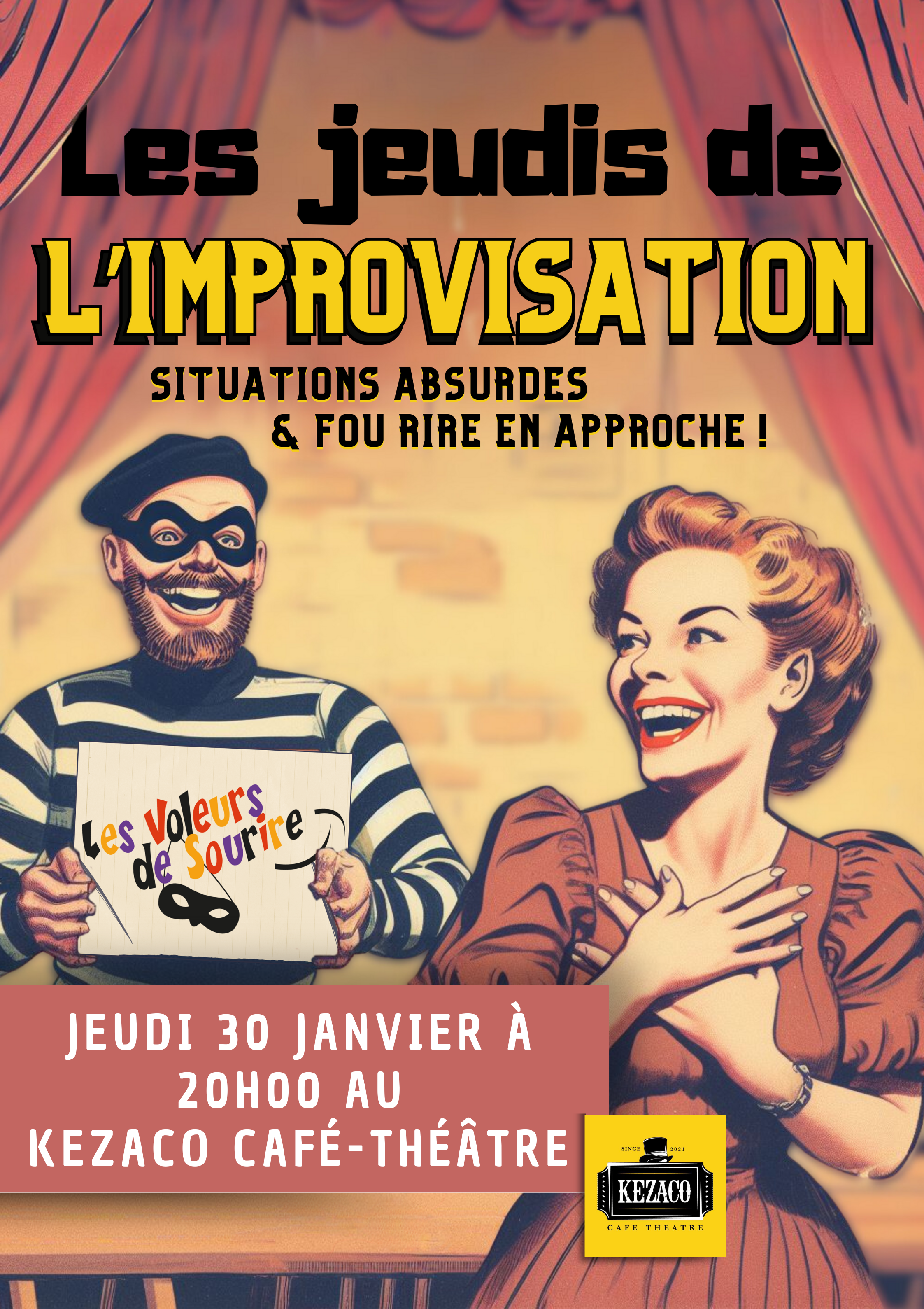  Affiche - avec date - saison 4 - Affiche date - Jeudi de l’improvisation avec Les Voleurs de Sourire