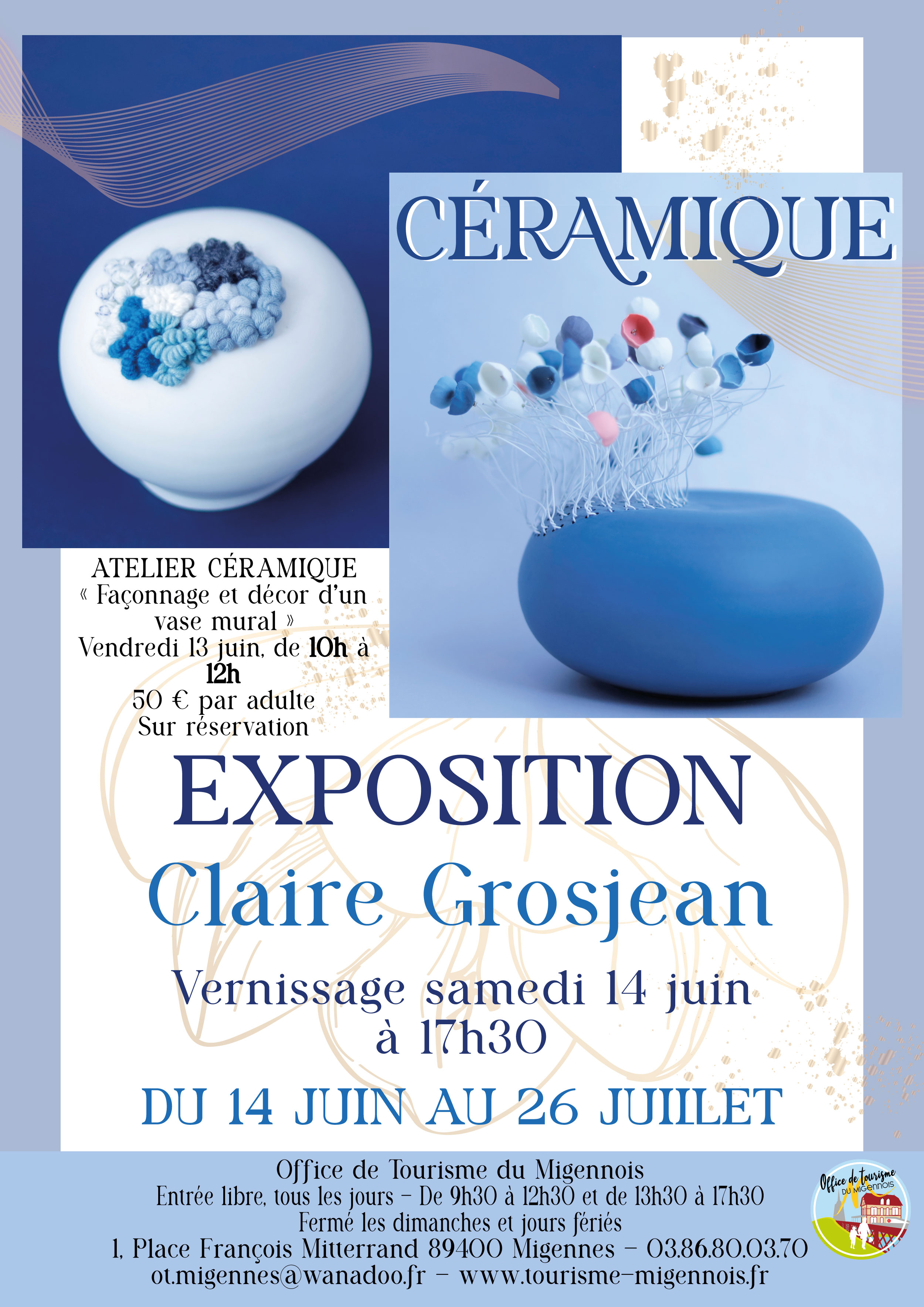 Affiche exposition - Claire Grosjean - Office de Tourisme du Migennois