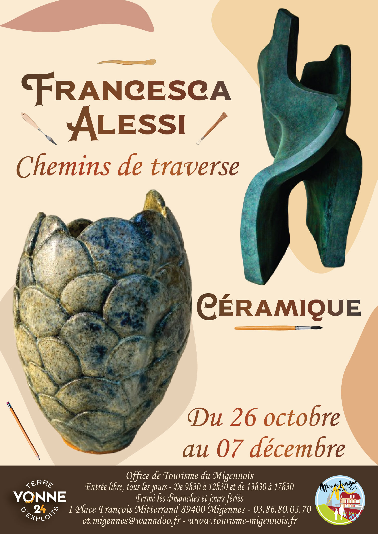 Affiche exposition - Francesca Alessi Céramiques - Du 26 octobre au 07 décembre 2024