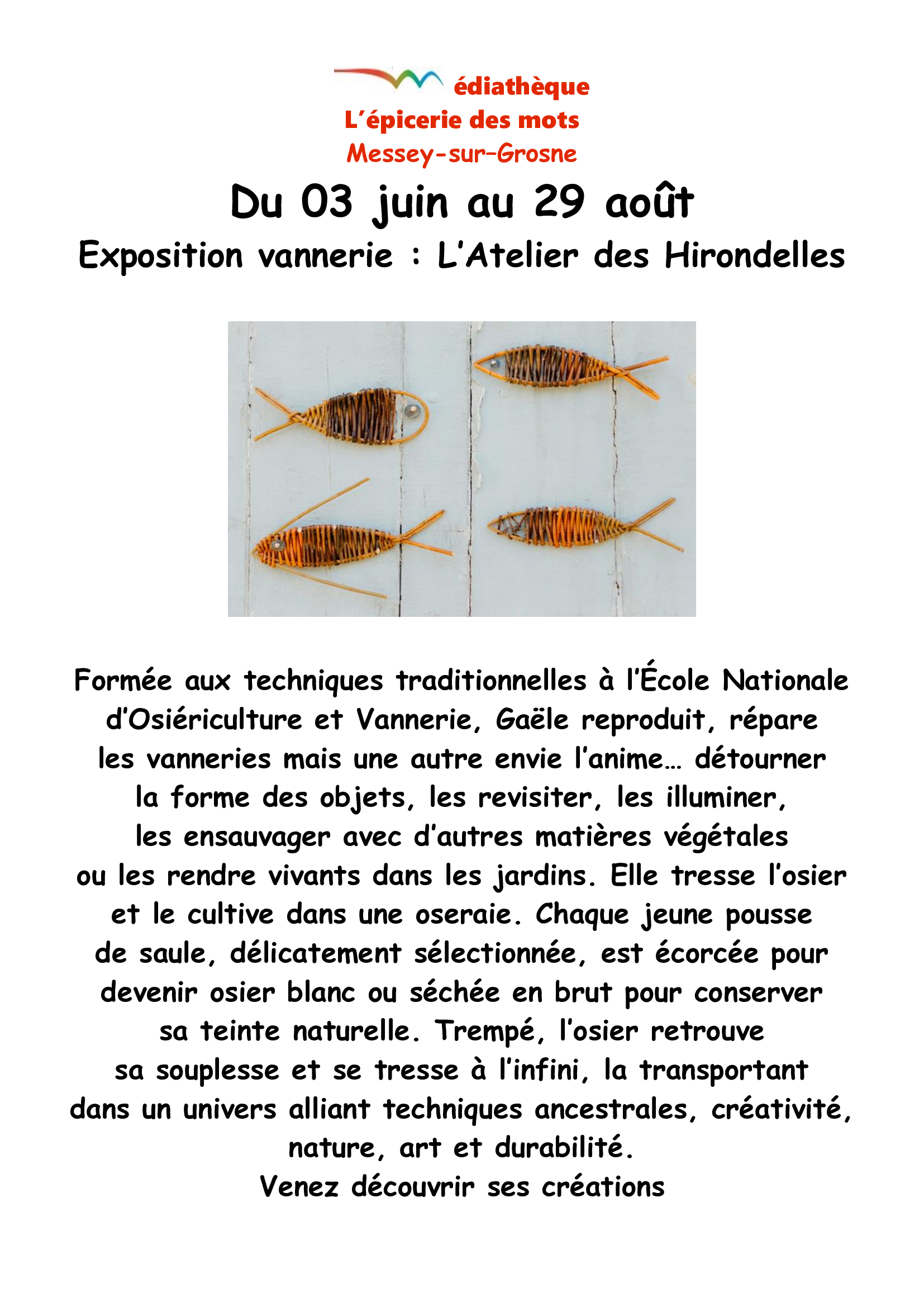 Exposition vannerie : L'Atelier des Hirondelles