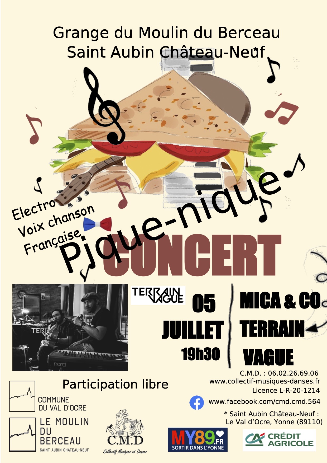 Affiche pique-nique concert Terrain Vague