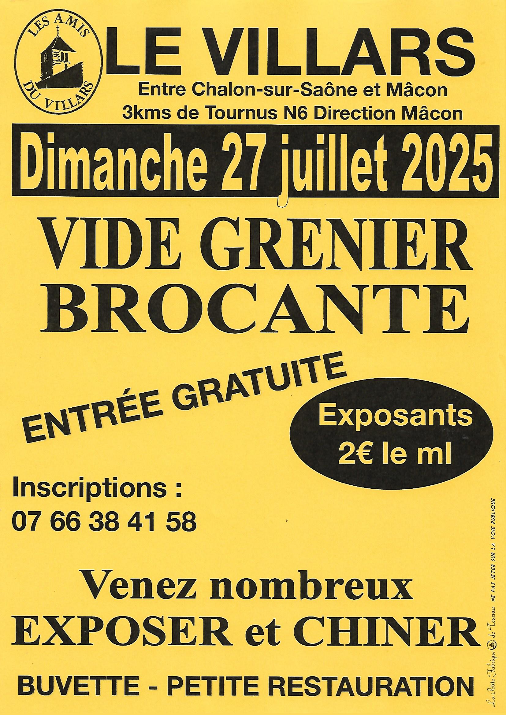 Affiche vide-greniers annuel 2025 du Villars