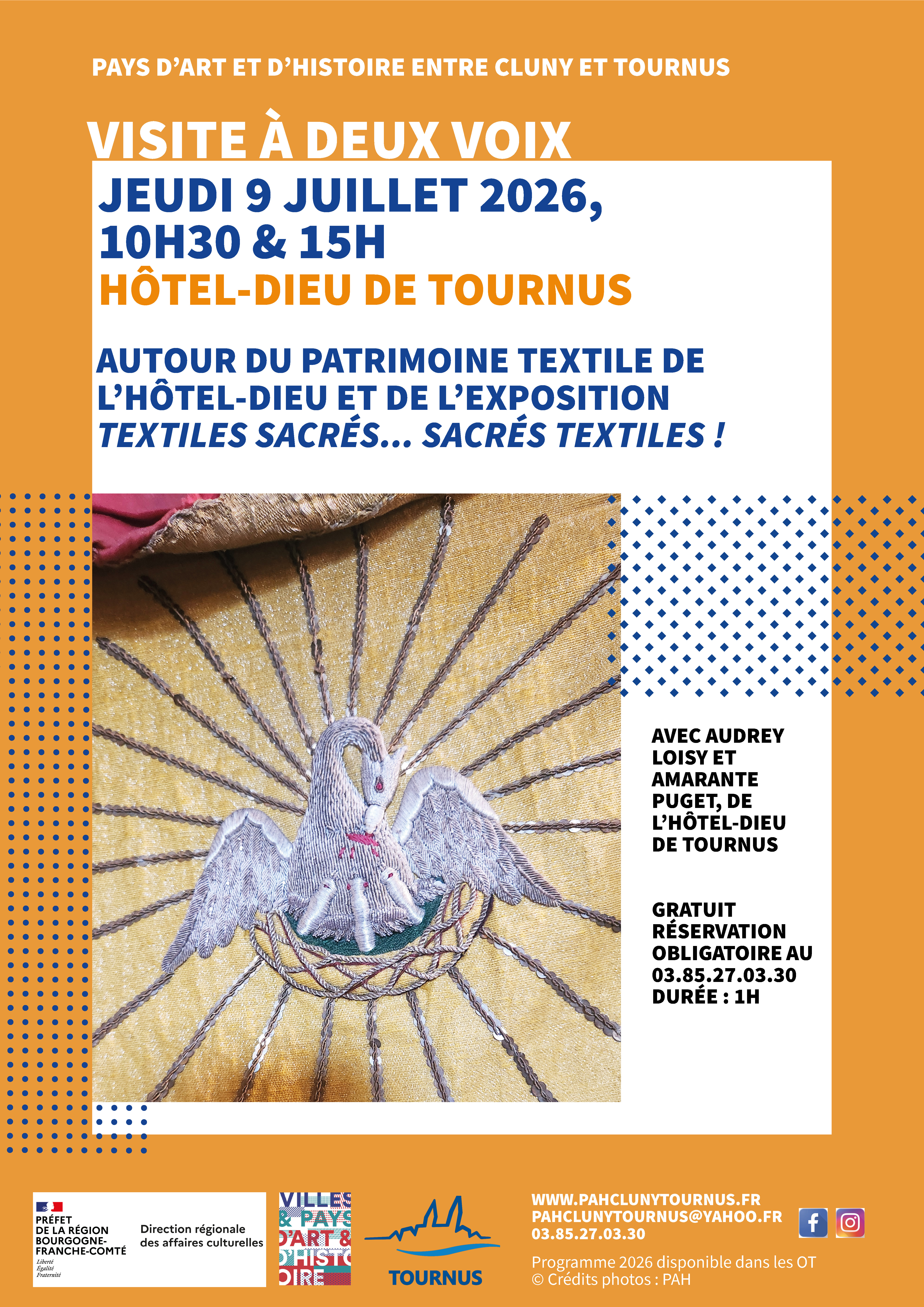 Visite à deux voix : Autour du patrimoine textile de l'Hôtel-Dieu et de l'exposition TEXTILES SACRÉS... SACRÉS TEXTILES ! — visuel événement