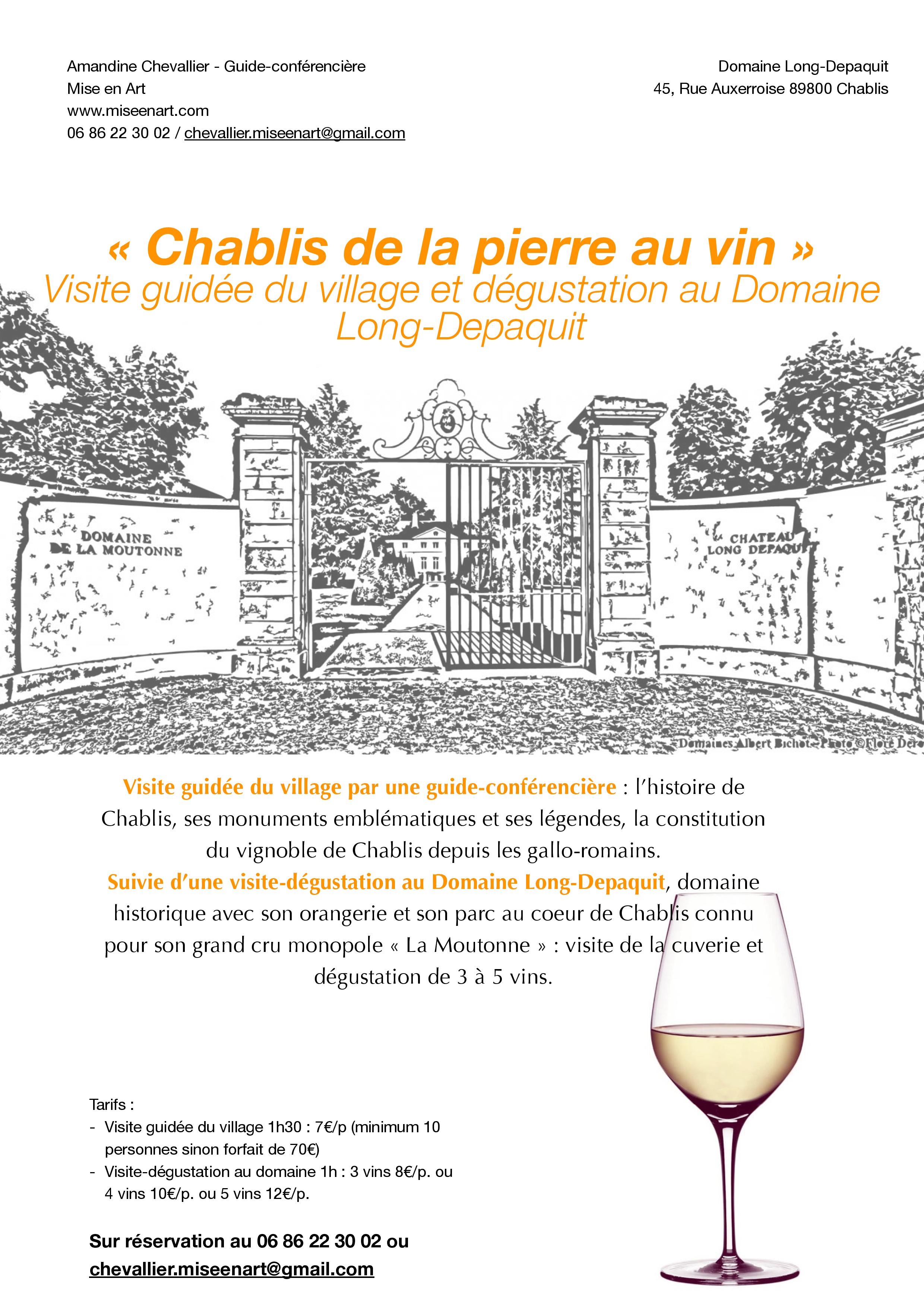 Affiche visite et dégustation à Chablis