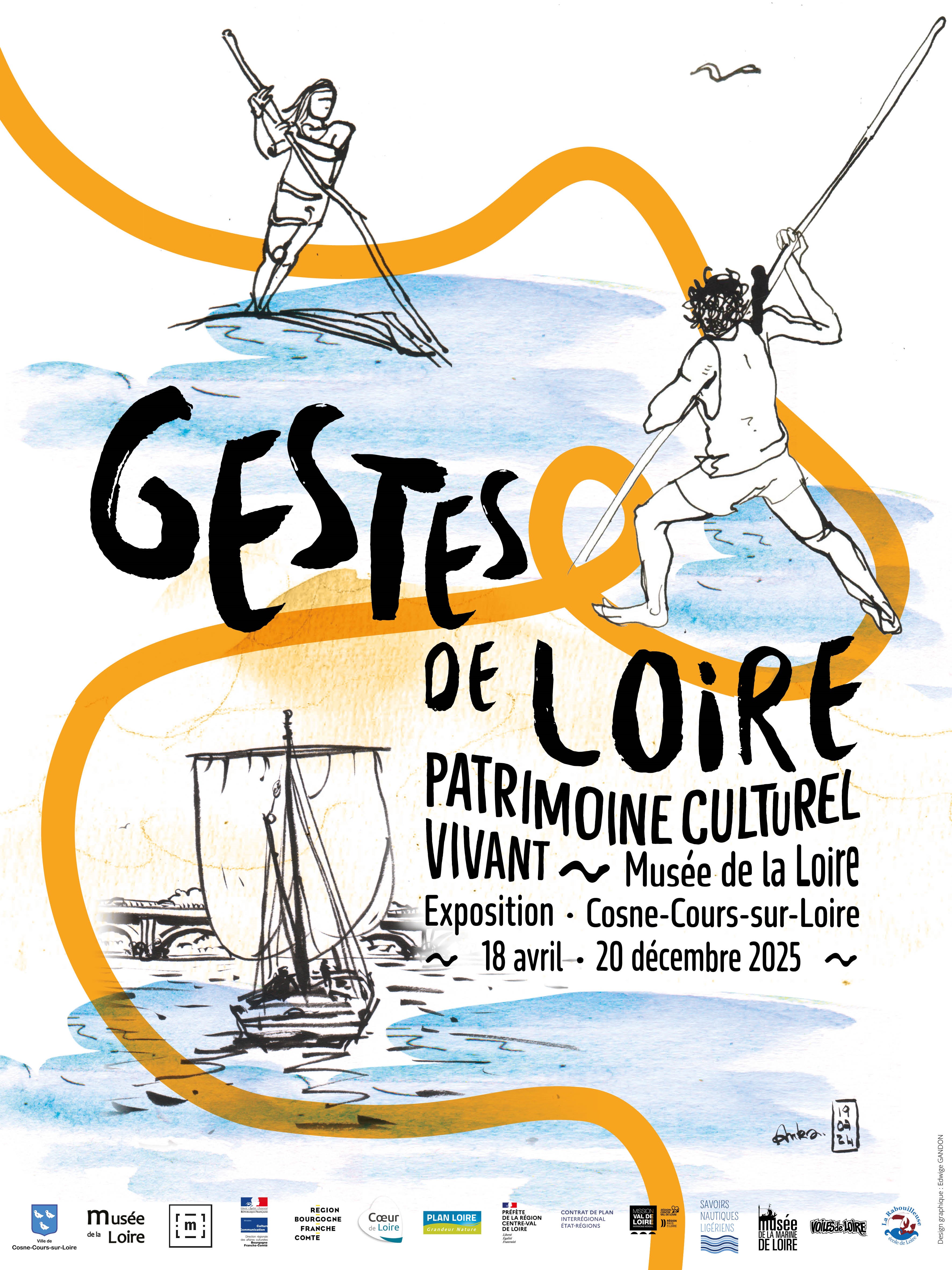 Afiche Expo Gestes de Loire Musée de la Loire Cosne-Cours-sur-Loire 18 avril - 20 décembre 2025