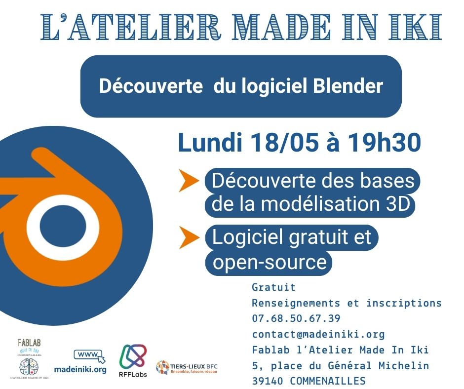 Atelier découverte logiciel modélisation Blender