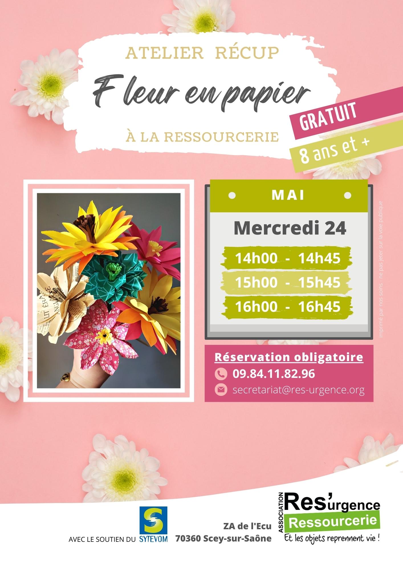 Affiche Atelier recup : fleur en papier