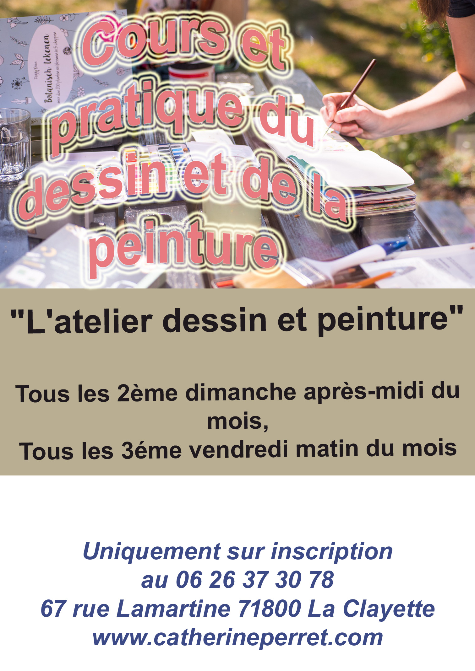 affiche atelier de dessin et de peinture de La clayette