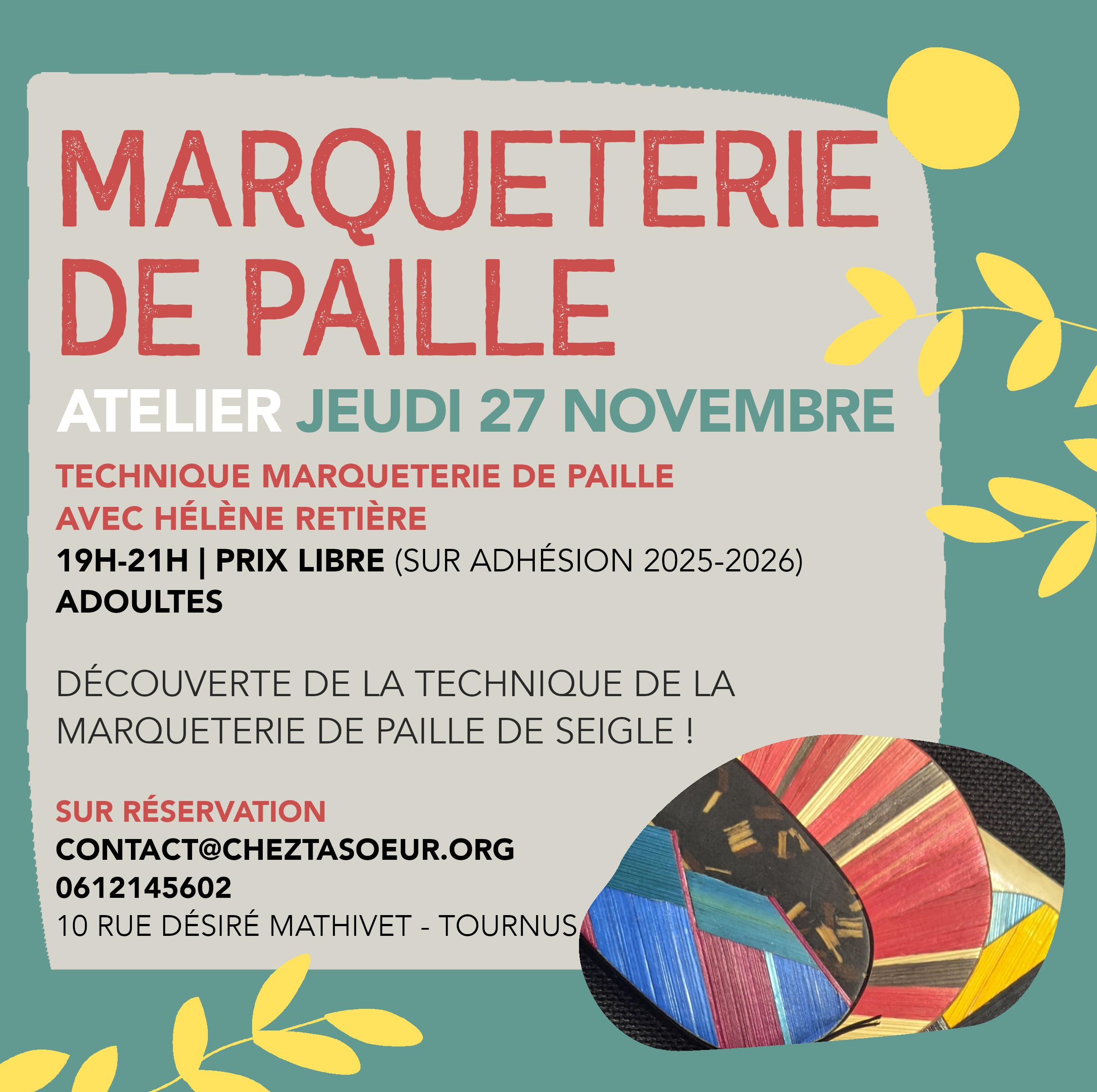 Atelier marqueterie de paille
