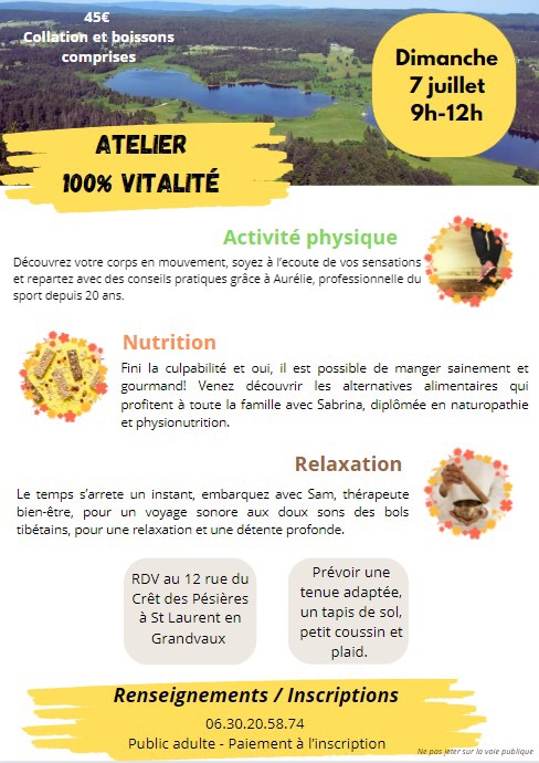 Atelier vitalité 7 juillet
