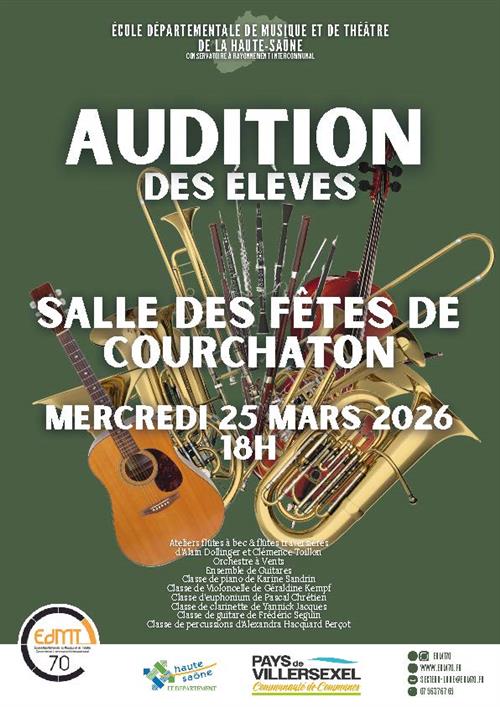 Audition des &eacute;l&egrave;ves de l'Ecole D&eacute;partementale de Musique