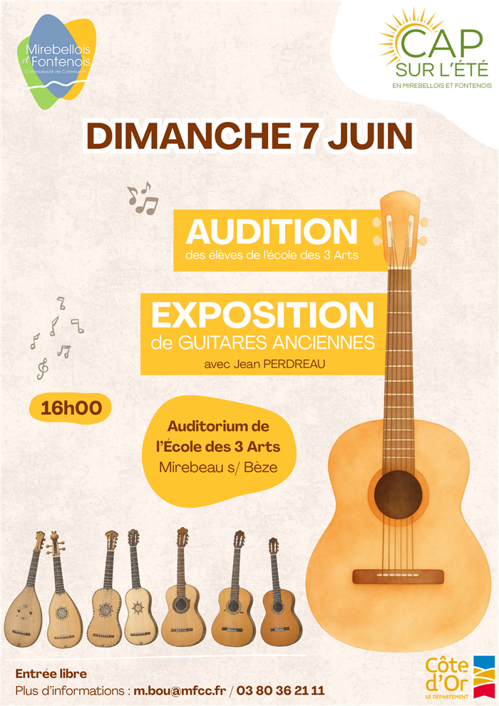 Audition de guitares et exposition de guitares anciennes