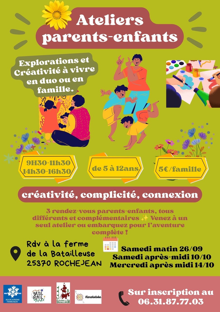Atelier parents-enfants : Explorations et créativité à vivre en duo ou en famille.