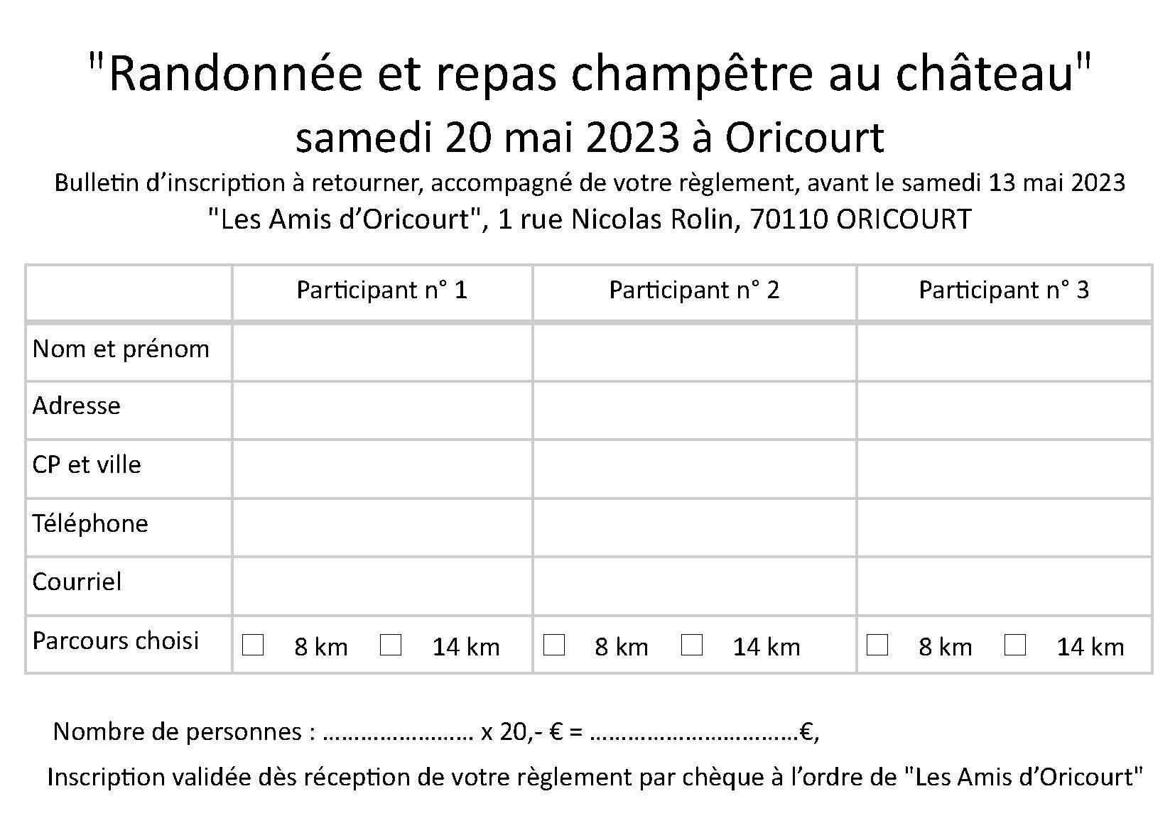 Bulletin d'inscription