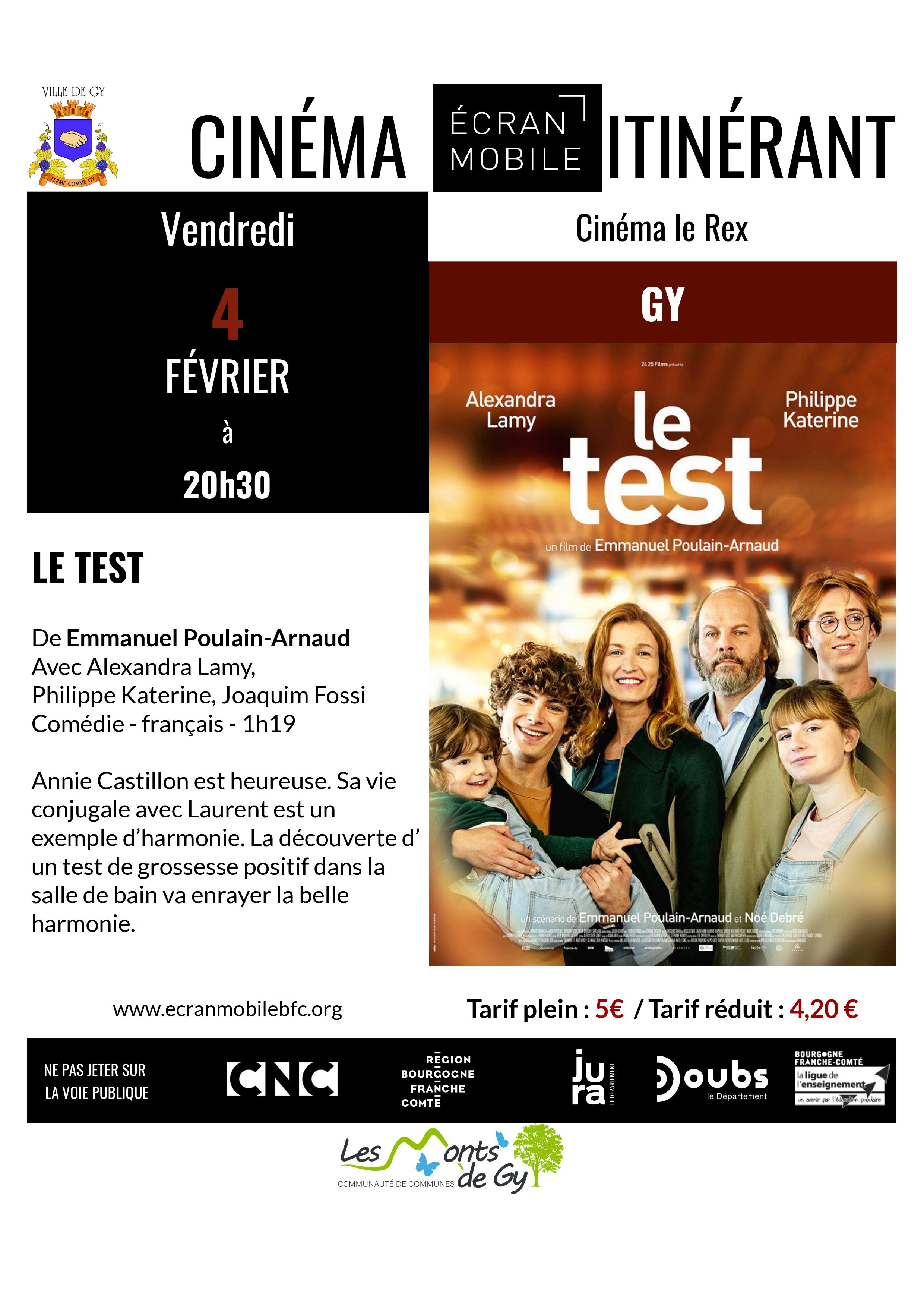 Cinéma à Gy avec le film "Le test"