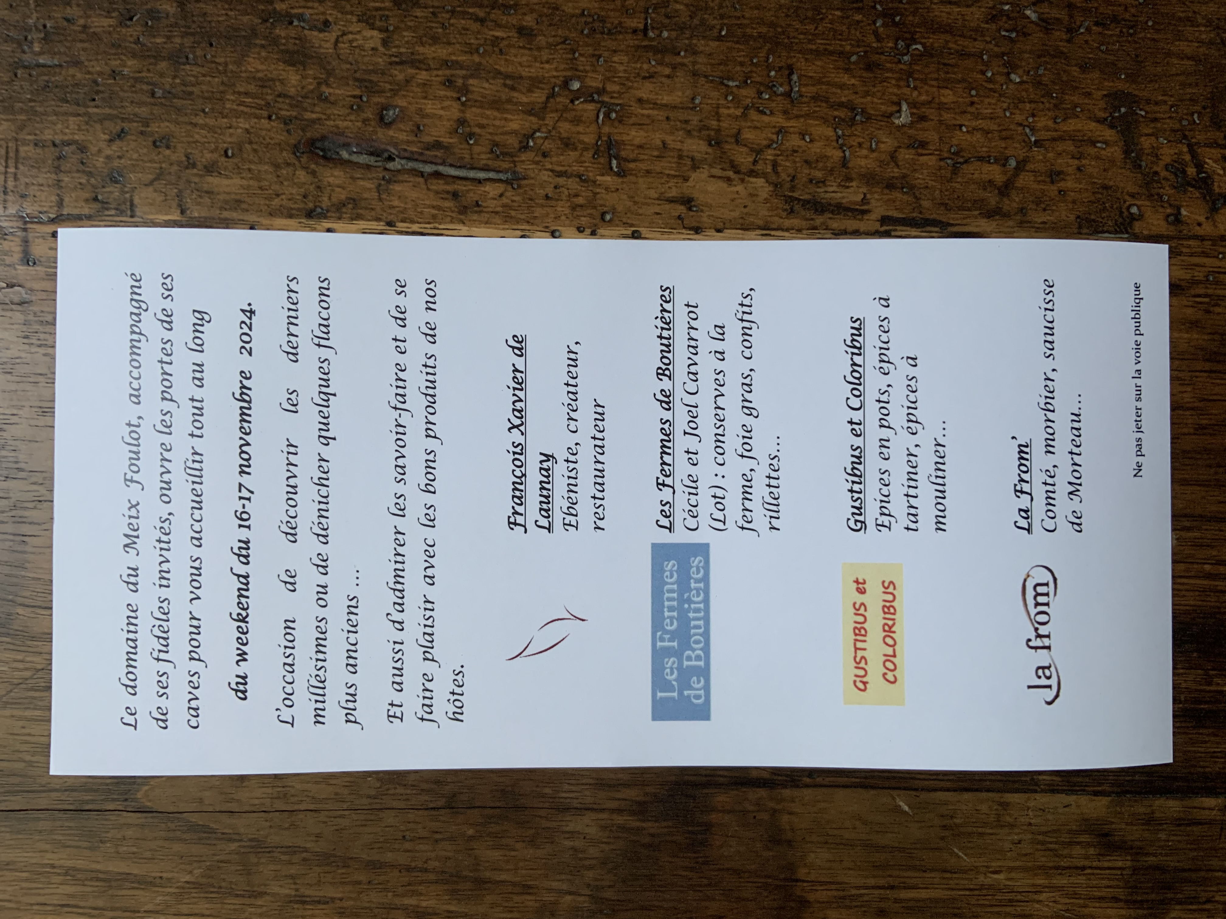 Flyer verso Caves ouvertes
