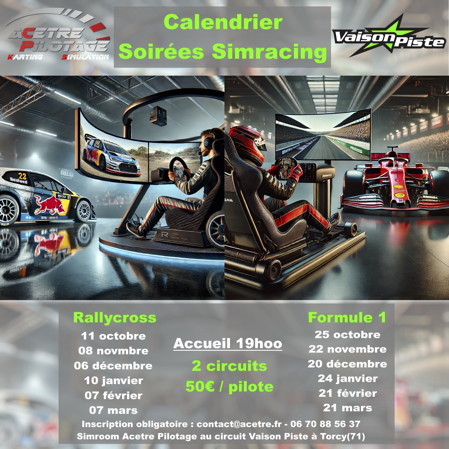 Calendrier Simracing Acetre Pilotage