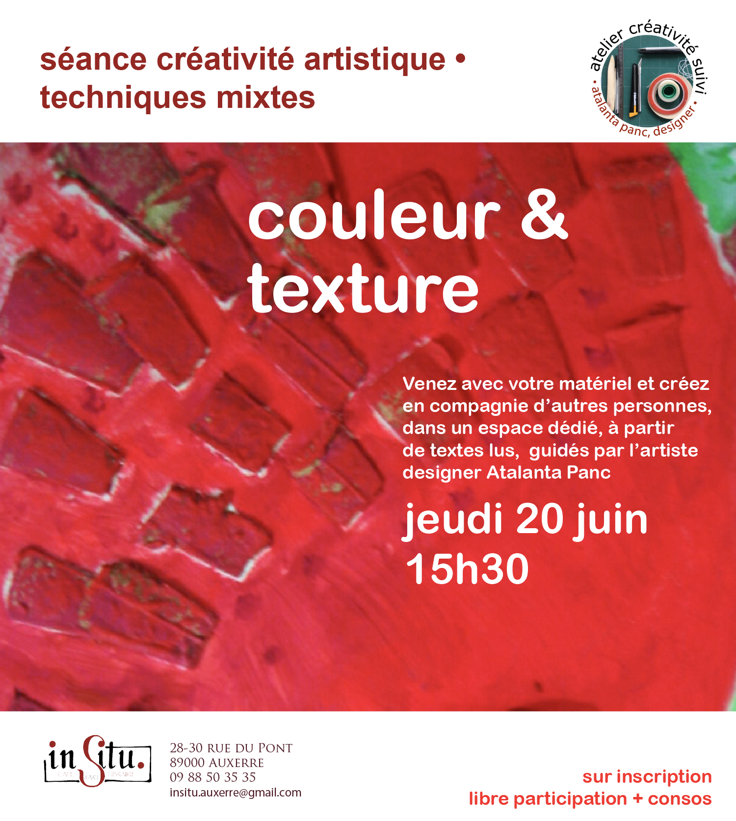 SÉANCE CRÉATIVITÉ ARTISTIQUE COULEUR & TEXTURE