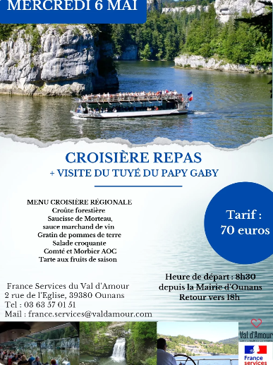 Sortie conviviale : Croisière repas au Saut du Doubs