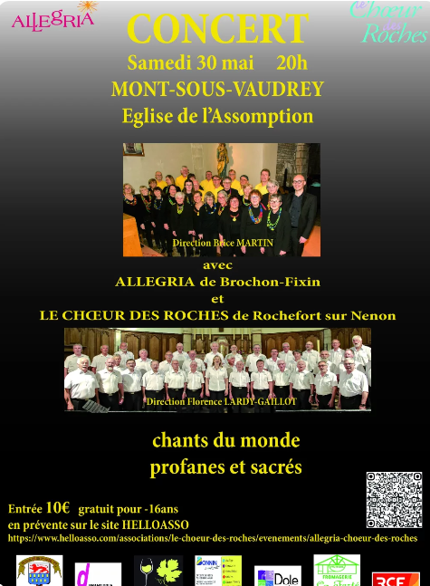 Concert : Le Choeur des Roches reçoit Allegria