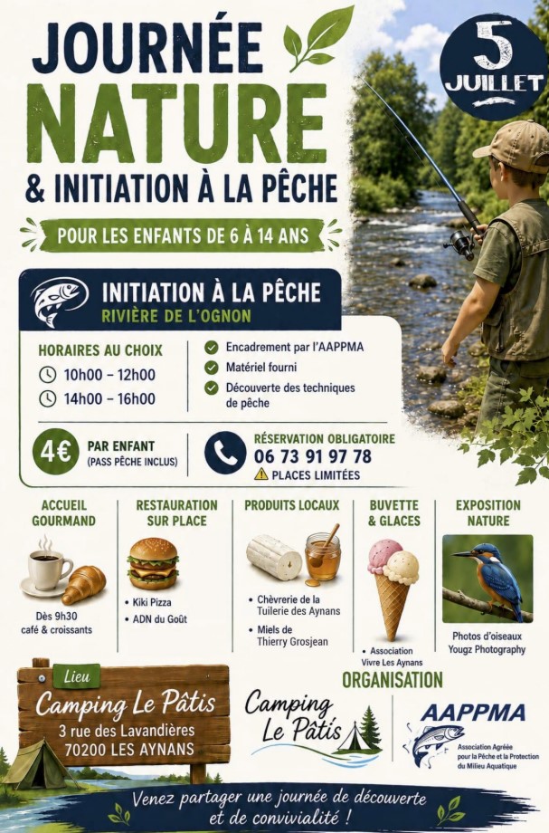 JOURNEE NATURE ET INITIATION A LA PECHE POUR LES ENFANTS DE 6 A 14 ANS