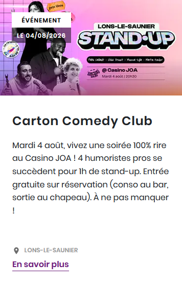 Soirée Stand up - Carton Comedy Night au Casino JOA