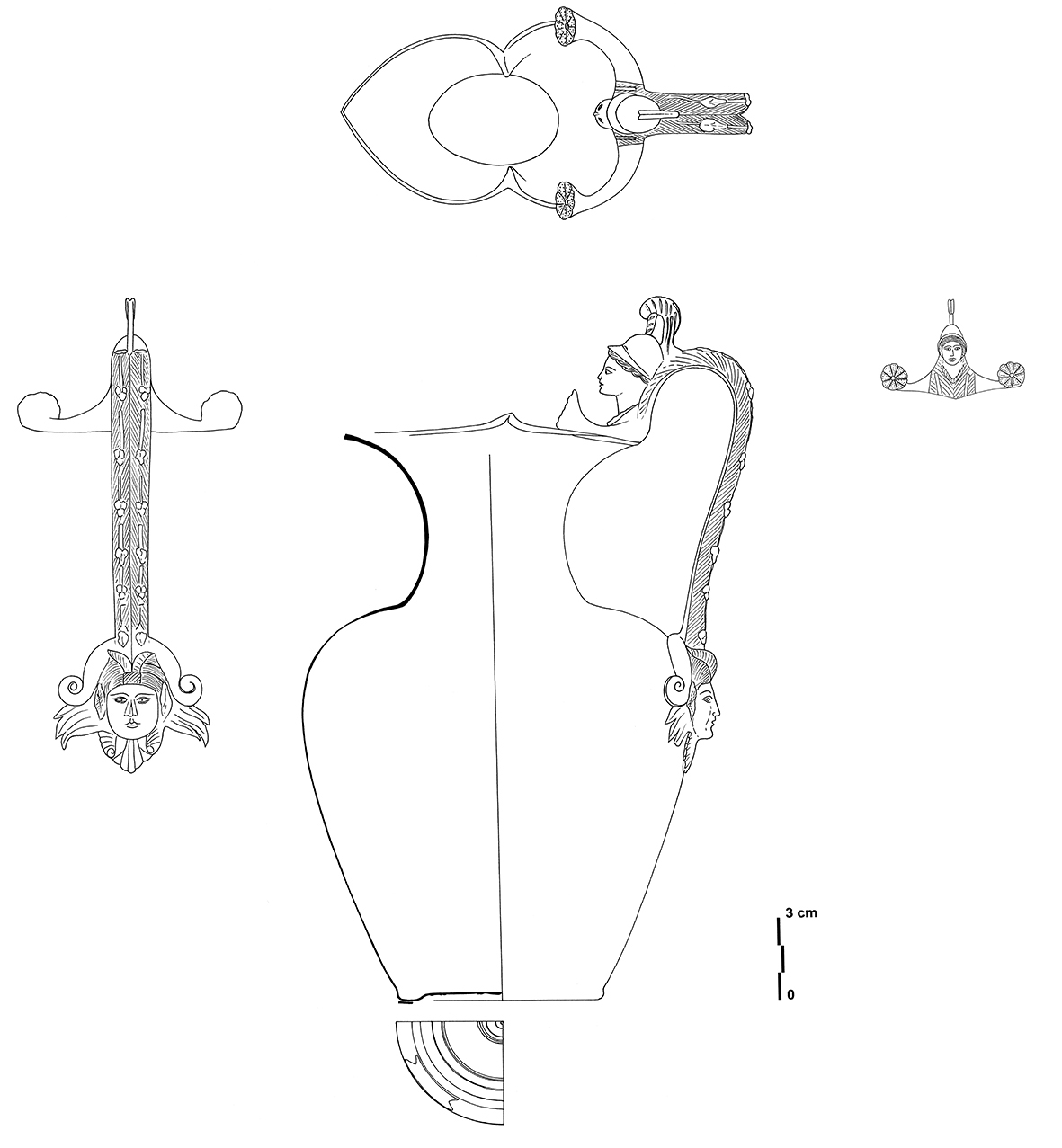 Catherine Michel, Oenochoé à embouchure trilobée (1er siècle), dessin à l'encre © musée Vivant Denon