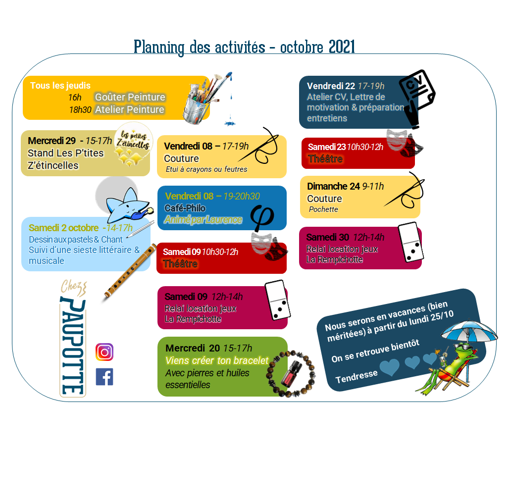 Chez Paupotte_Planning activités octobre