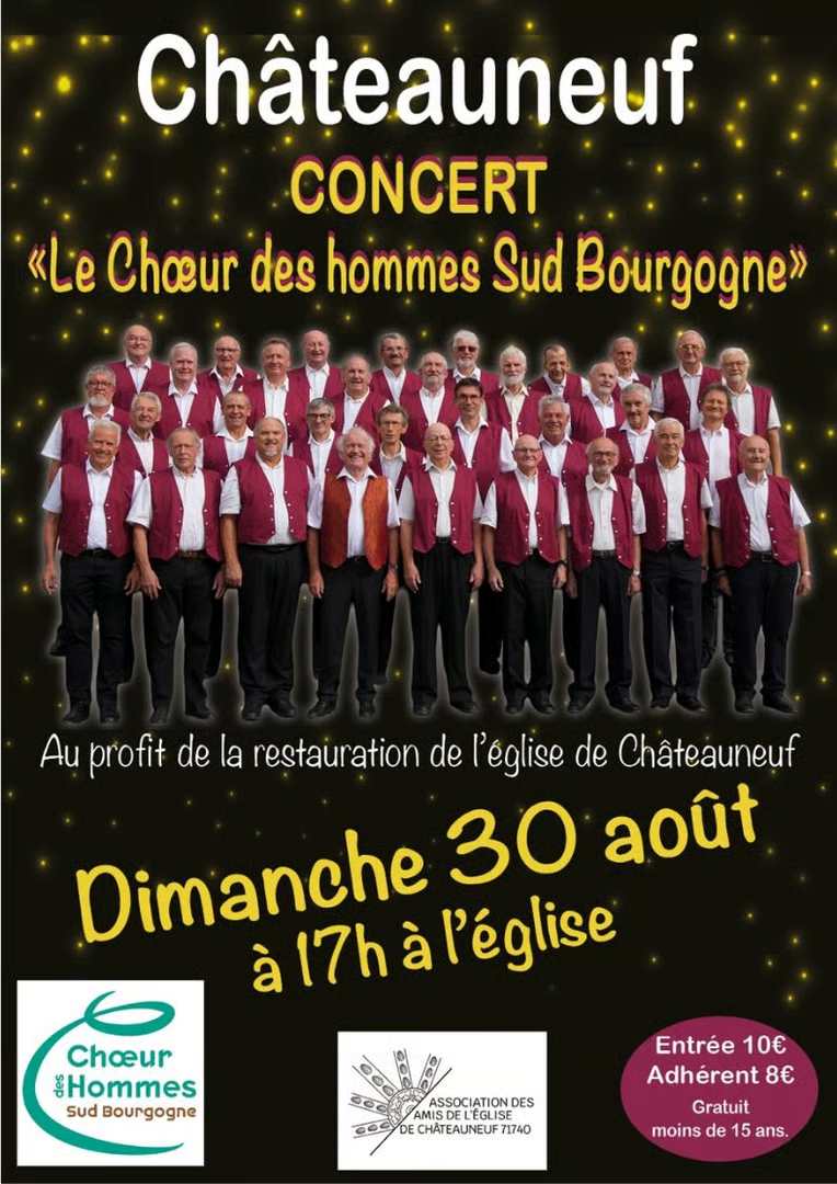 Concert du Chœur des Hommes Sud Bourgogne à Châteauneuf — le 30 août 2026