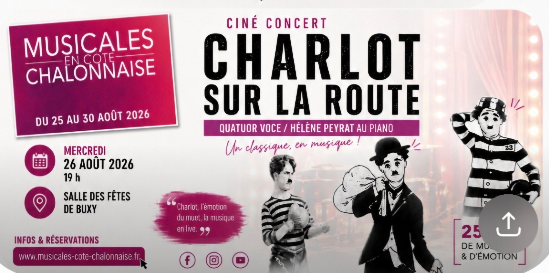 Musicales en Côte Chalonnaise - Ciné Concert : Charlot sur la Route
