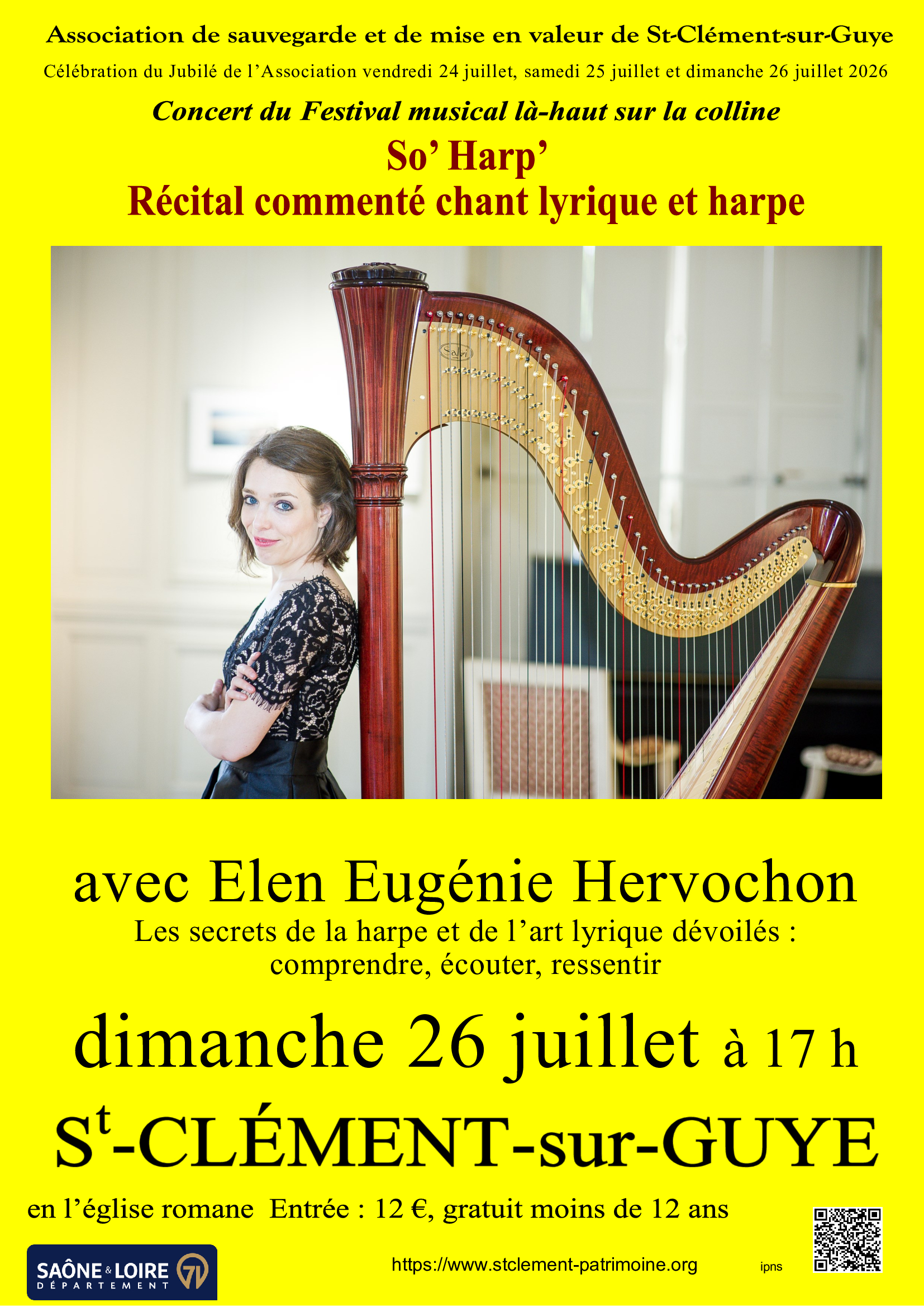 Festival musical là-haut sur la colline - Récital harpe et voix avec Elen Eugénie Hervochon
