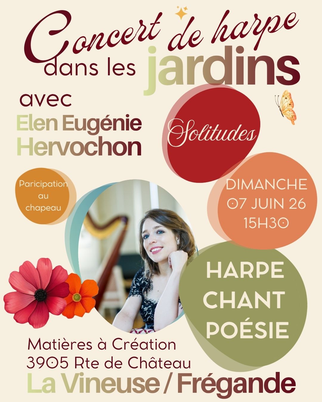 Concert de harpe et poésie dans les jardins — visuel événement