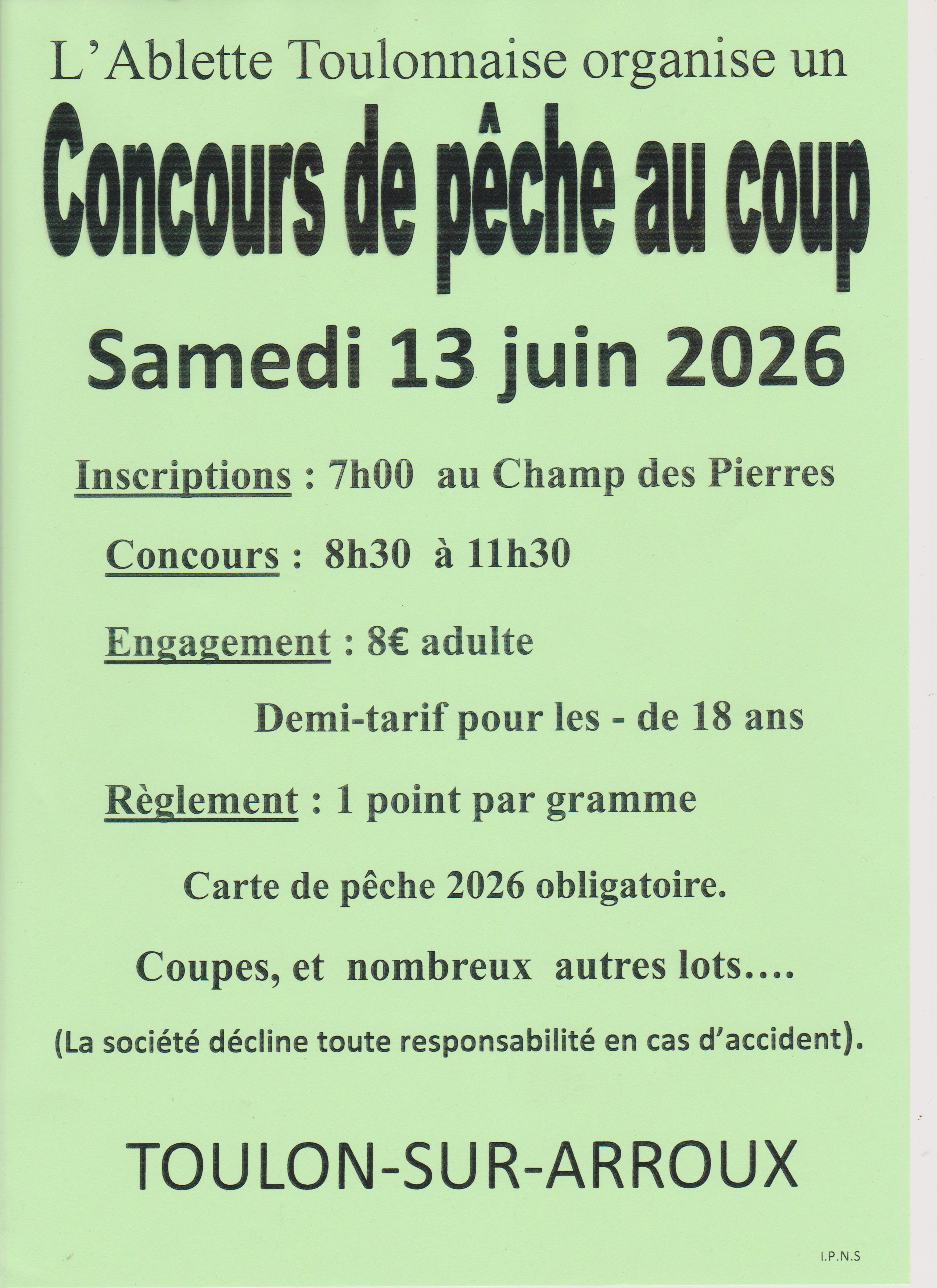 CONCOURS DE PECHE au COUP