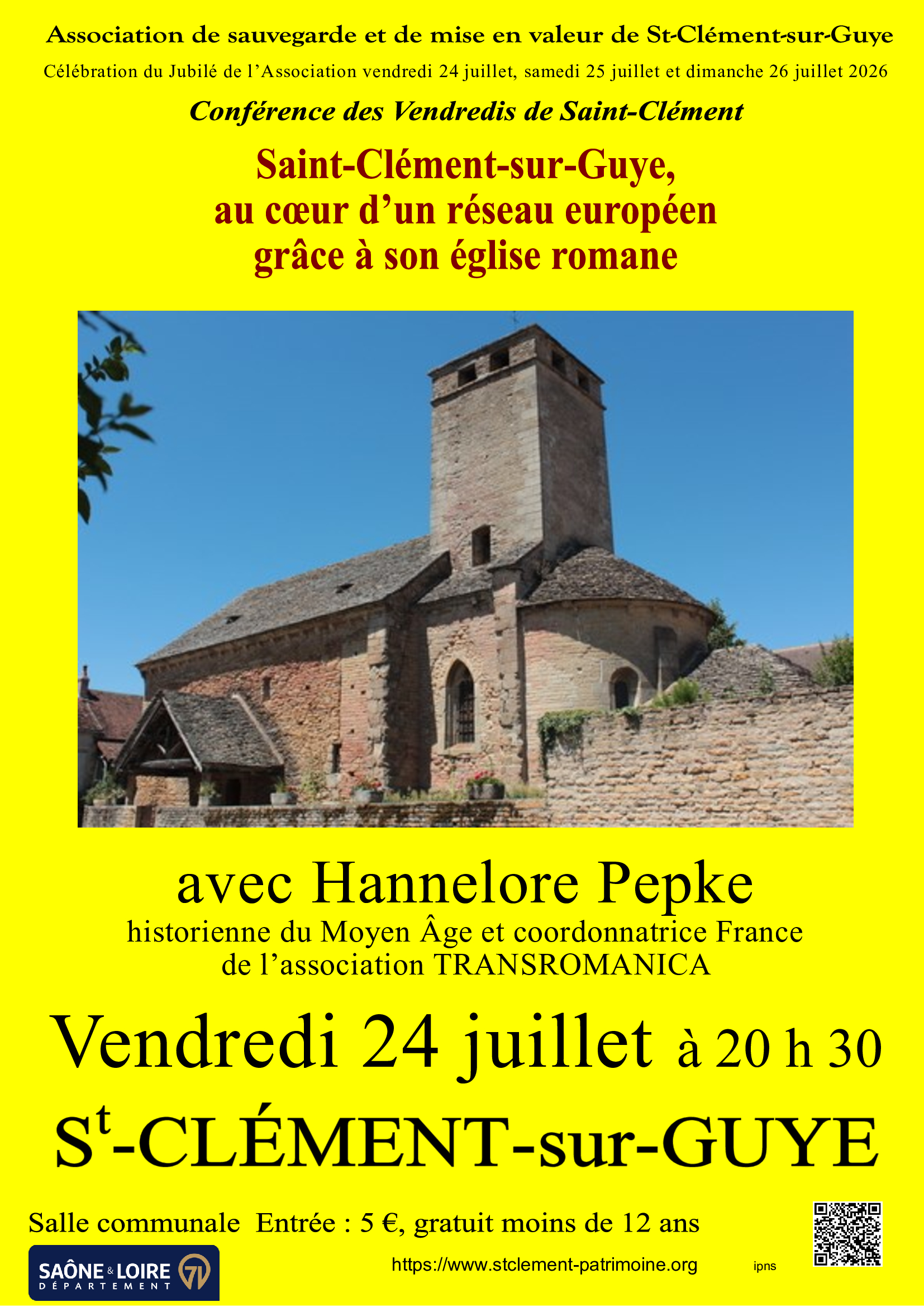 Conférence-projections "Saint-Clément-sur-Guye, au cœur d’un réseau européen grâce à son église romane"