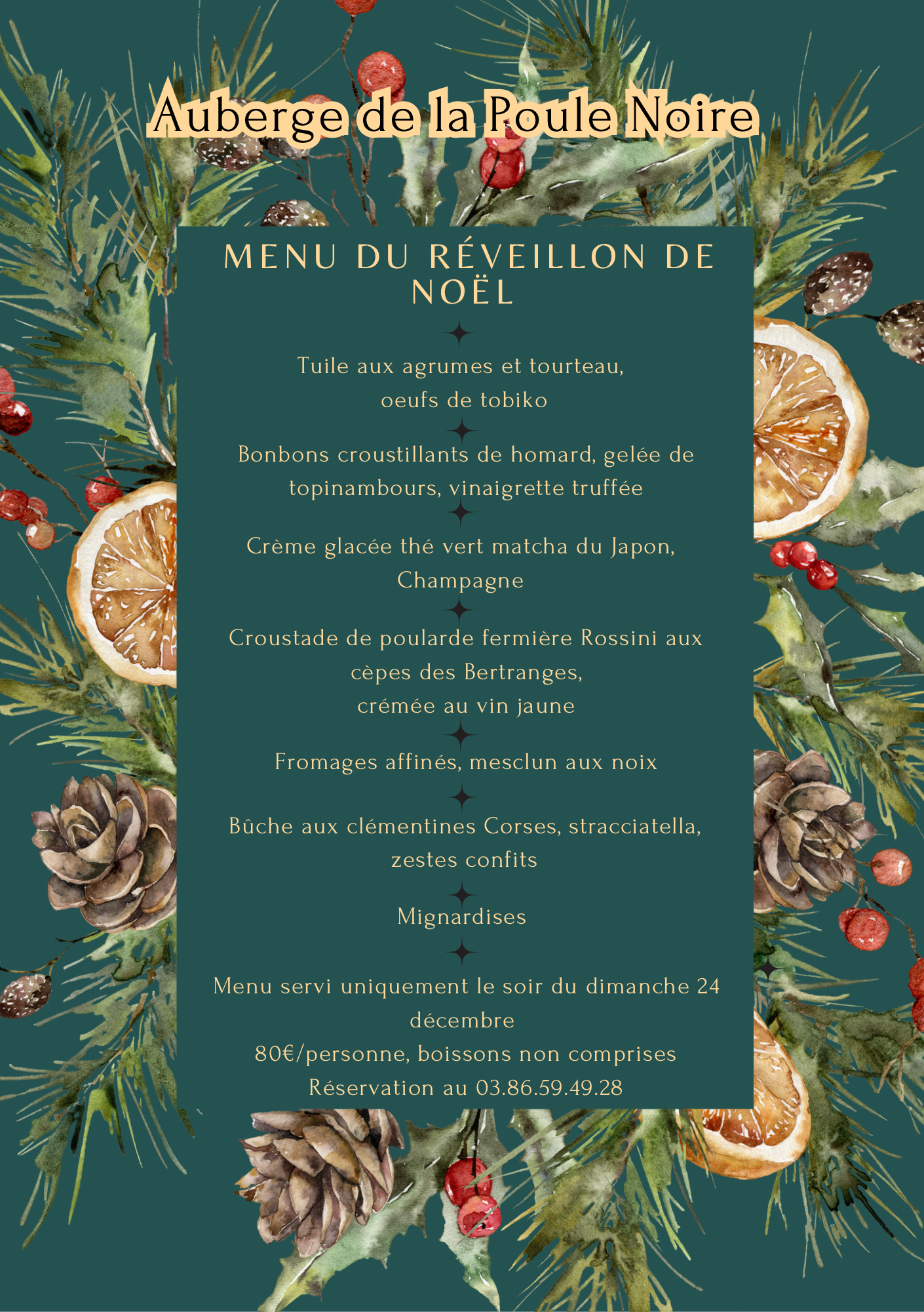 Menu du réveillon de Noël
