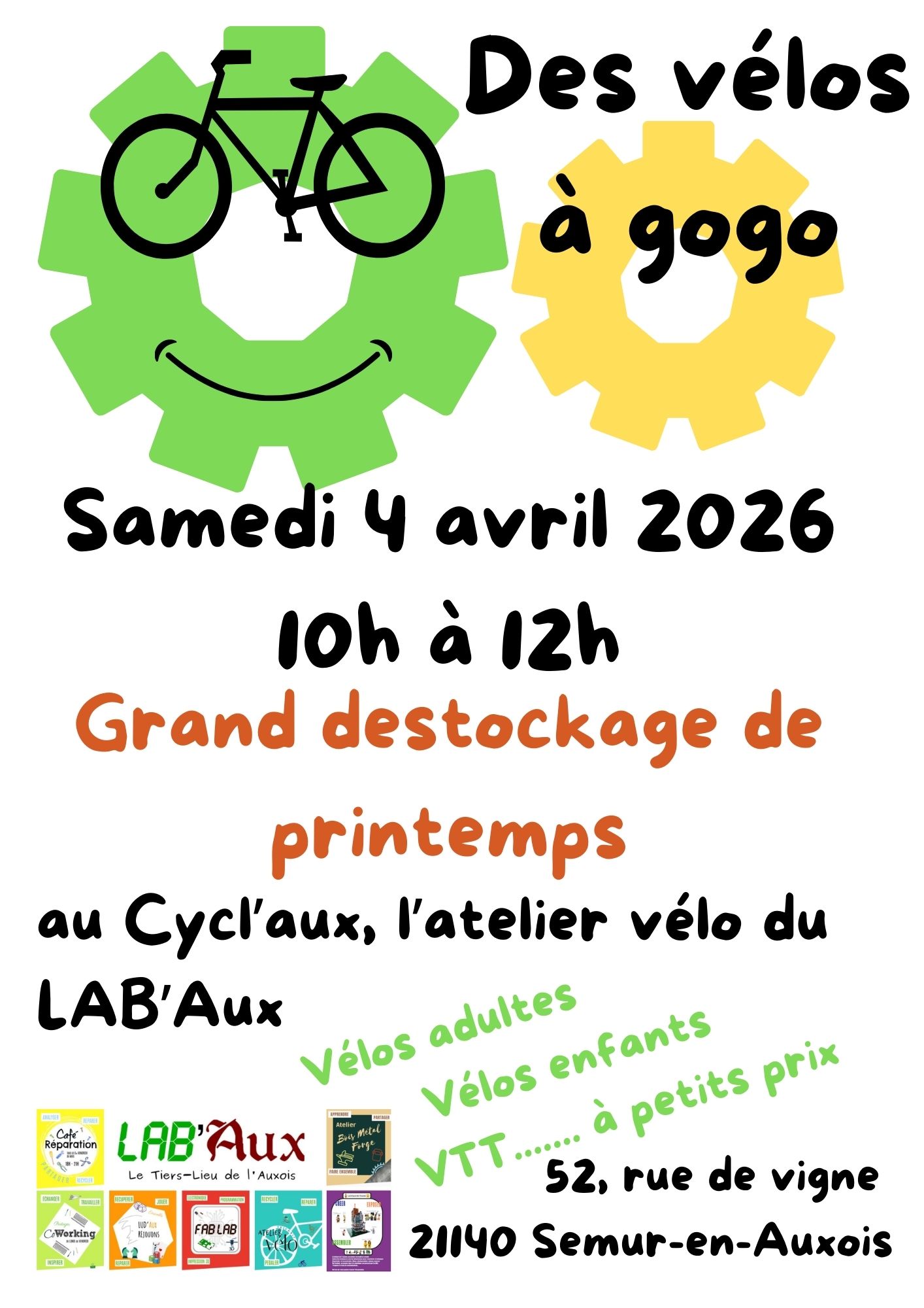 Bourse aux vélos - destockage de printemps de l'atelier vélo du LAB'Aux