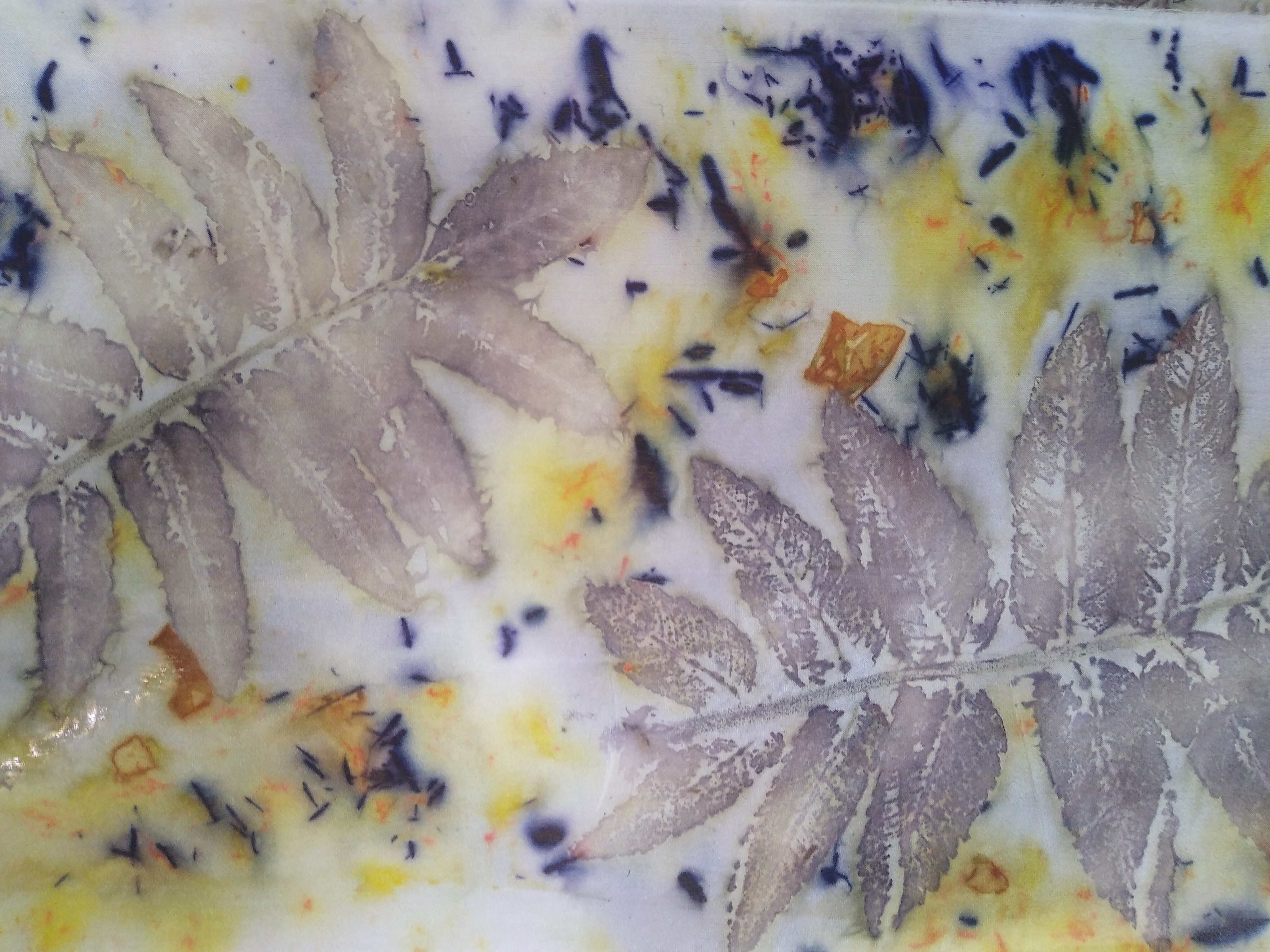 Atelier Ecoprint sur foulard en soie