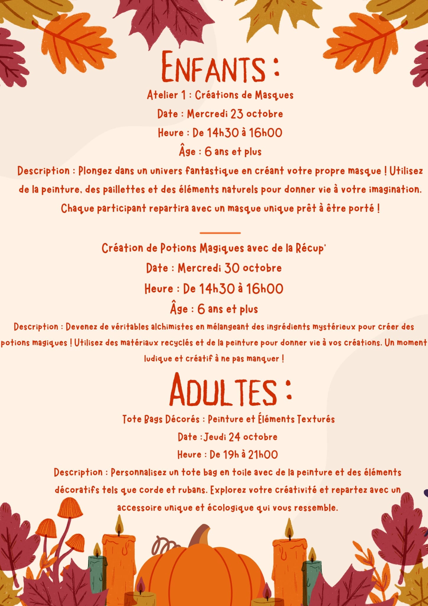 Eva demoulin ateliers automne 2