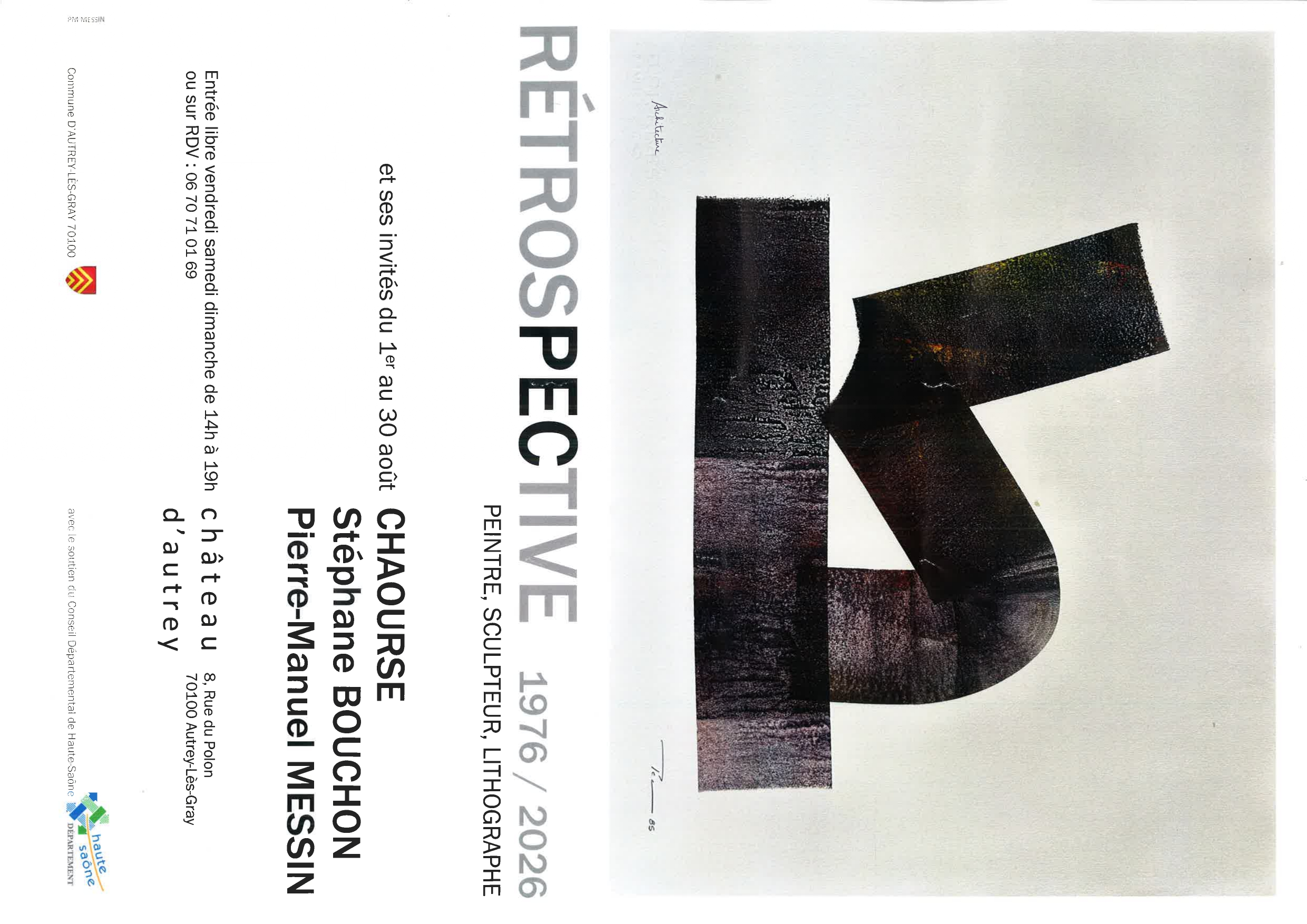 Rétrospective 1976/2026,  peintre, sculpteur, lithographe
