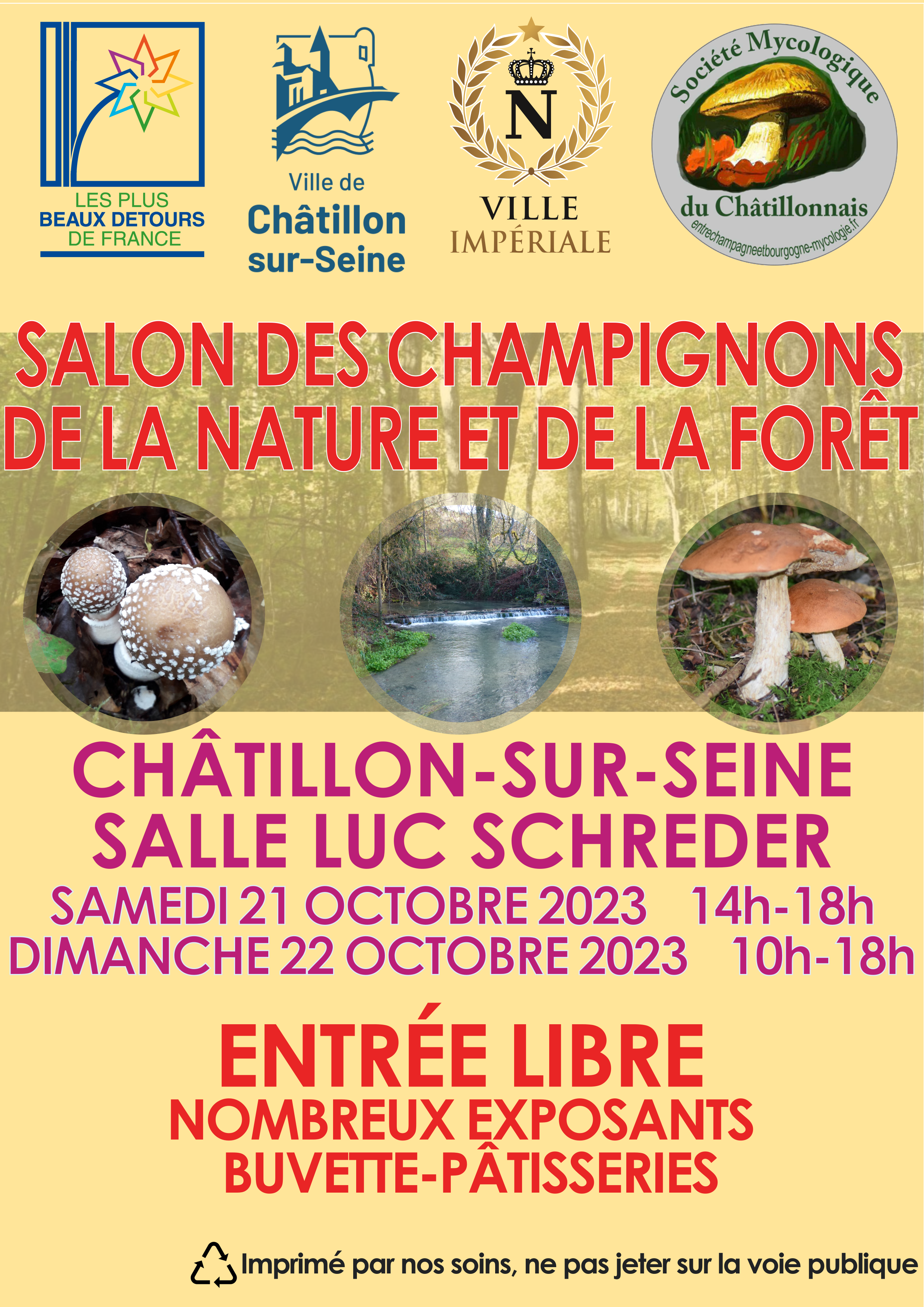 Exposition mycologique Chatillon-sur-Seine 2023 - Fond orange et source (1) - Crédits : SMC