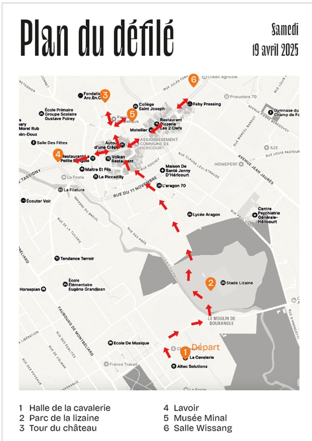 Plan du défilé du samedi
