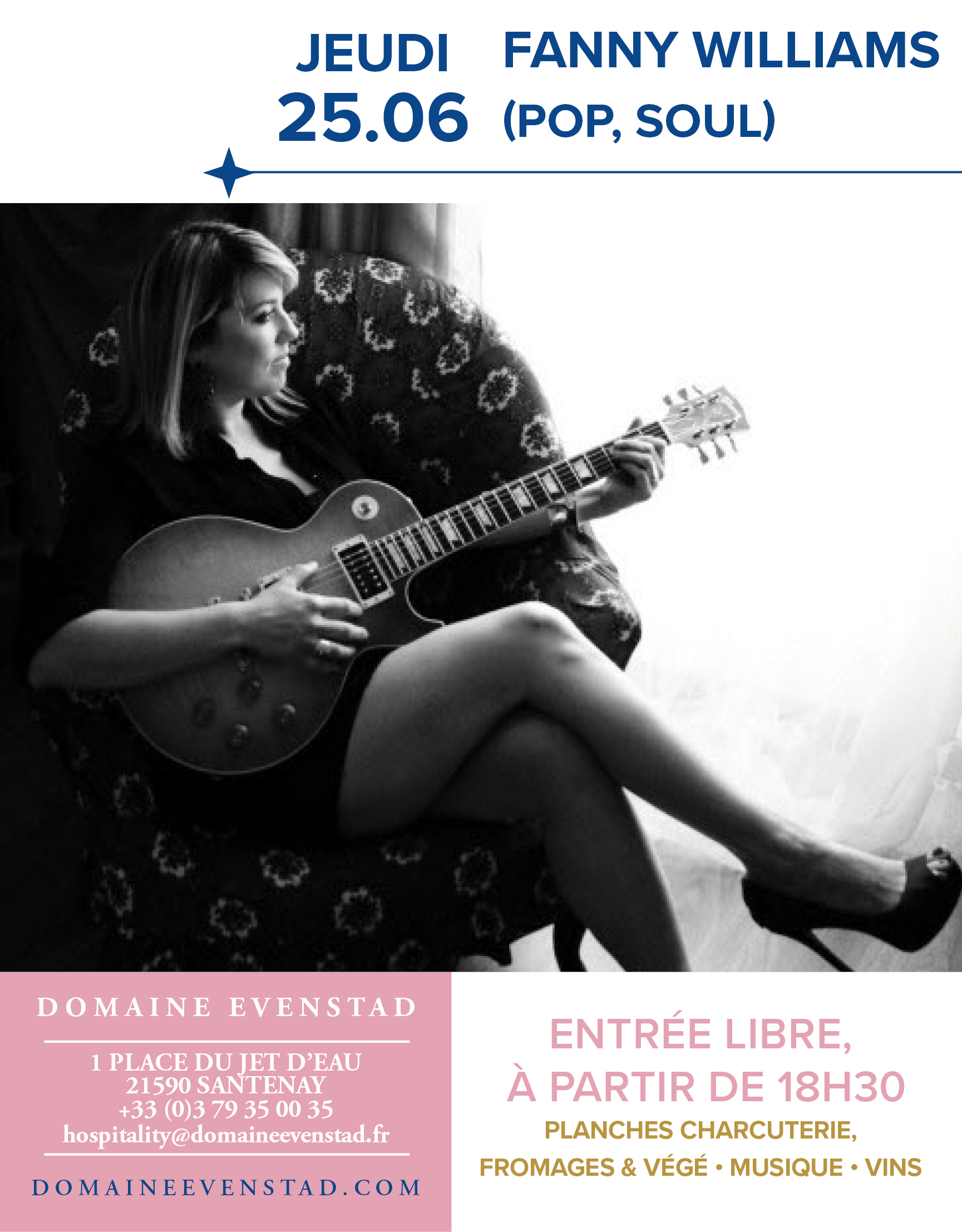 Concert FANNY WILLIAMS, Les Afterworks Musicaux du Domaine Evenstad