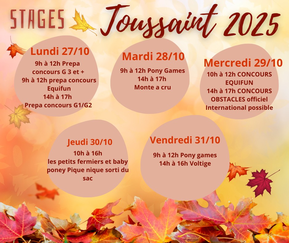 Ferme équestre de Poifond du 27 au 31 octobre 2025 - Stage Toussaint - Varzy