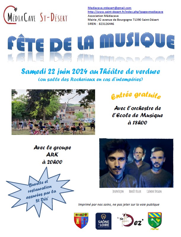 Affiche fête de la musique 2024  à Saint-Désert