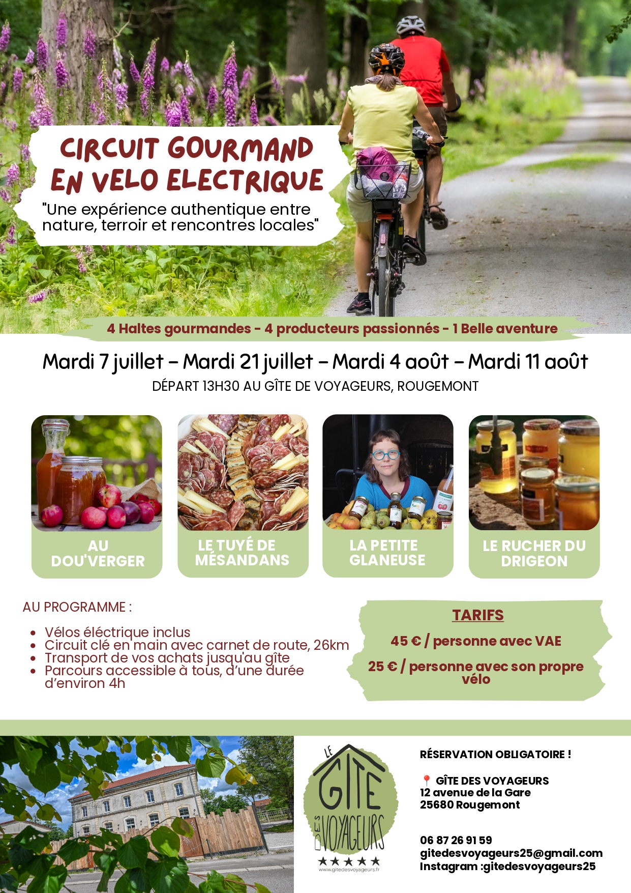 Circuit gourmand en vélo électrique par le Gîte des Voyageurs