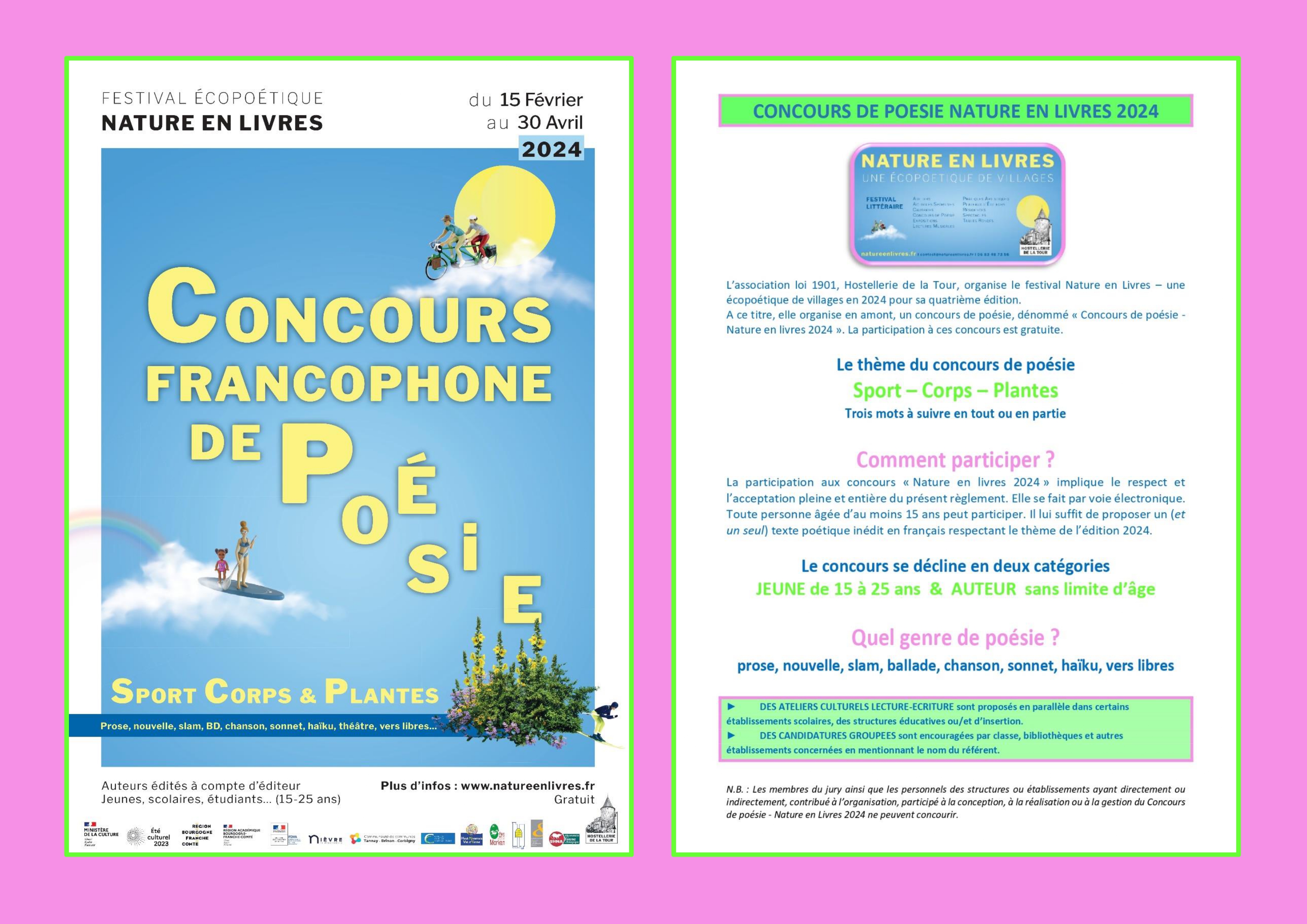 Flyer concours de poésie jusqu'au 27 mai 2024
