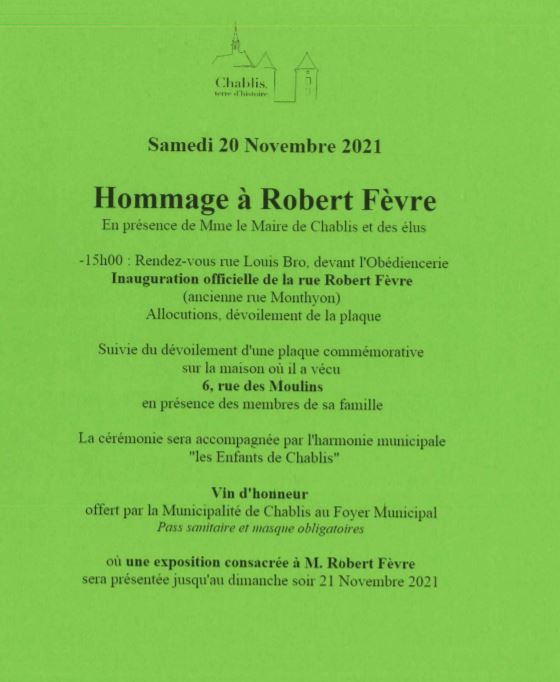 Hommage Robert Fèvre Chablis 20 nov